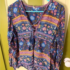 Spell & the Gypsy blue and  Pink blouse